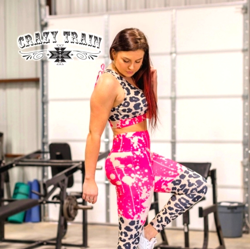 Crazy Train Leopard and Pink Tie dye Leggings